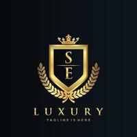 se brief eerste met Koninklijk luxe logo sjabloon vector