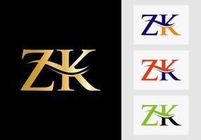 eerste monogram brief zk logo ontwerp. zk logotype sjabloon vector