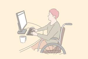 gehandicapt individu Bij werk concept vector