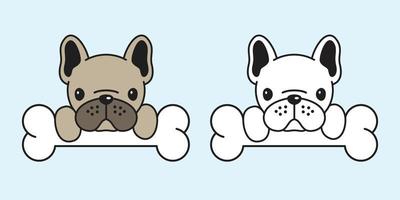 hond vector Frans bulldog icoon tekenfilm karakter mopshond hond bot illustratie tekening