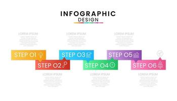 infographic sjabloon voor bedrijf. tijdlijn concept met 6 stap geïsoleerd Aan wit achtergrond vector