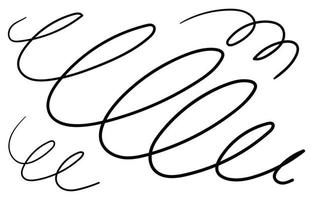 tekening verzameling van hand- getrokken squiggle wervelt. lijn krabbelen gekruld collectie.vector geïsoleerd illustratie vector