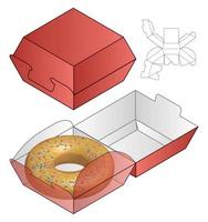donut voedsel doos verpakking gestanst sjabloonontwerp. vector