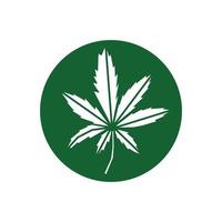 cannabisblad in een cirkel - vector plat logo in het groen