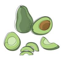 doorlopend een lijn tekening van avocado vector