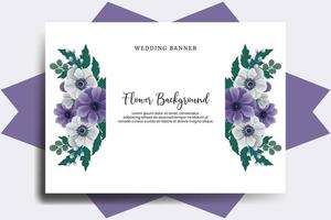 bruiloft banier bloem achtergrond, digitaal waterverf hand- getrokken anemoon bloem ontwerp sjabloon vector