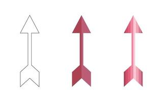 veelhoekige, platte en contourpijlen die op een witte achtergrond worden geïsoleerd vector