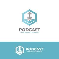 elegant podcast logo ontwerp vector grafisch