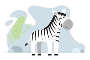 schattig tekenfilm zebra. tekening Afrikaanse baby wild glimlachen karakter. soort glimlachen oerwoud safari dier. vector eps creatief grafisch hand- getrokken afdrukken