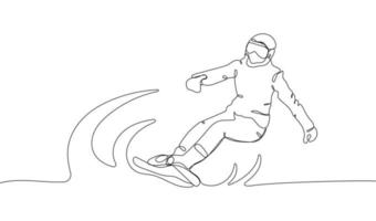 doorlopend een lijn tekening van snowboard atleet vector