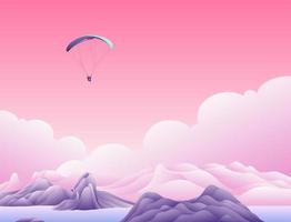 parachute boven de wolken