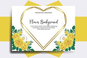 bruiloft banier bloem achtergrond, digitaal waterverf hand- getrokken geel roos bloem ontwerp sjabloon vector