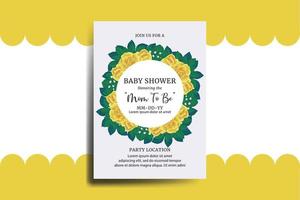 baby douche groet kaart geel roos bloem ontwerp sjabloon vector