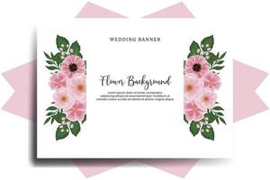 bruiloft banier bloem achtergrond, digitaal waterverf hand- getrokken zinnia en pioen bloem ontwerp sjabloon vector
