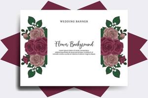 bruiloft banier bloem achtergrond, digitaal waterverf hand- getrokken kastanjebruin roos bloem ontwerp sjabloon vector