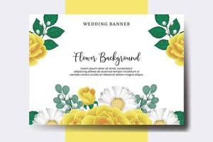 bruiloft banier bloem achtergrond, digitaal waterverf hand- getrokken geel roos bloem ontwerp sjabloon vector