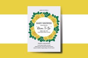 baby douche groet kaart geel roos bloem ontwerp sjabloon vector