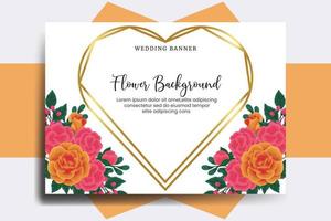 bruiloft banier bloem achtergrond, digitaal waterverf hand- getrokken oranje roos bloem ontwerp sjabloon vector