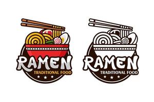 ramen noodle traditioneel voedsel ontwerp logo vector