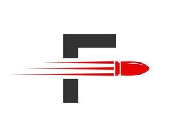 brief f het schieten kogel logo met concept wapen voor veiligheid en bescherming symbool vector