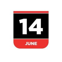 14e juni kalender vector icoon. 14 juni monogram.