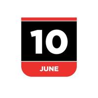 10e juni kalender vector icoon. 10 juni monogram.