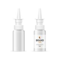 realistisch gedetailleerd 3d blanco nasaal verstuiven fles mockup sjabloon set. vector