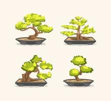 tekenfilm kleur verschillend Japans bonsai pictogrammen reeks traditioneel Aziatisch decoratie concept vlak ontwerp stijl. vector illustratie
