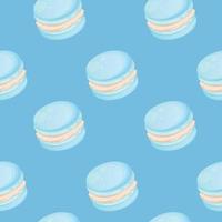 naadloos patroon met blauw schattig tekenfilm bitterkoekjes Aan een blauw achtergrond. helder naadloos patroon met snoepgoed voor banketbakker of ansichtkaart. zoet achtergrond voor snoep op te slaan vector