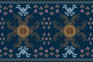 etnisch ikat kleding stof patroon meetkundig stijl.afrikaans ikat borduurwerk etnisch oosters patroon marine blauw achtergrond. abstract, vector, illustratie.voor textuur, kleding, sjaal, decoratie, tapijt. vector