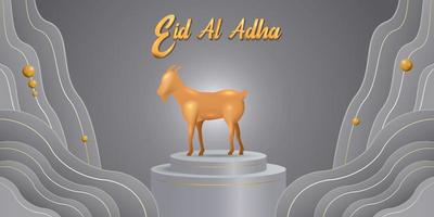 eid al adha mubarak de viering van moslim gemeenschap festival achtergrond ontwerp.vector illustratie. grijs achtergrond. vector