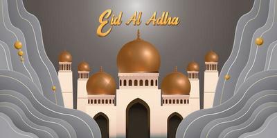 eid al adha mubarak de viering van moslim gemeenschap festival achtergrond ontwerp.vector illustratie. grijs achtergrond. vector