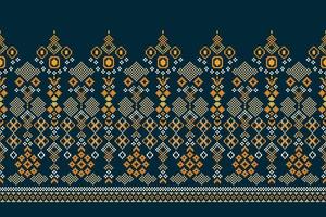 etnisch meetkundig kleding stof patroon kruis steek.ikat borduurwerk etnisch oosters pixel patroon marine blauw achtergrond. abstract, vector, illustratie.voor textuur,kleding,verpakking,decoratie,tapijt. vector