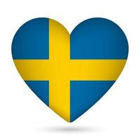 Zweden vlag in hart vorm geven aan. vector illustratie.