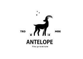 wijnoogst retro hipster antilope logo vector silhouet kunst icoon