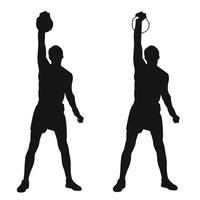 reeks silhouetten atleten gewicht lifter optillen Kettlebell, gewichten. gewicht hijsen. trekken, duw, bank druk op vector