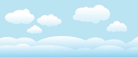 wolken en lucht, weer natuur achtergrond, horizontale banner, vectorillustratie. vector