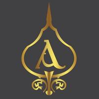 gouden een brief alchimist logo ontwerp vector