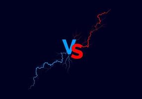 vs tekst met rood en blauw bliksem. versus strijd. sport of spel achtergrond. vector illustratie