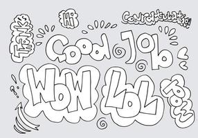 hand- getrokken pijlen, borders reeks met handgeschreven tekst mooi zo job,wow,lol,pow,hoi,bedankt,felicitatie. vector icoon.