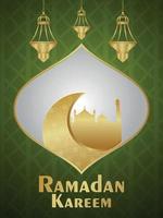 ramadan kareem achtergrond met gouden Arabische lantaarn en maan vector