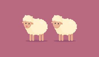 vector illustratie van een tekenfilm schapen met wit vacht