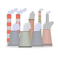 industrieel industrieel schoorsteen, schoorsteen pijpen met giftig lucht, vector geïsoleerd illustratie