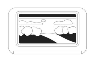 zien buiten visie van venster trein monochroom vlak vector voorwerp. landschap. bewerkbare zwart en wit dun lijn icoon. gemakkelijk tekenfilm klem kunst plek illustratie voor web grafisch ontwerp en animatie