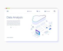 het dossier opslagruimte wolk. isometrie vector illustratie. de concept van gegevens opslagruimte en verwerken. soort en zoeken. transmissie en verwerken van informatie. gemakkelijk 3d ontwerp. sjabloon voor web ontwerp.