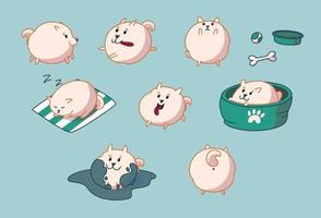 pommeren puppy set. vector illustratie