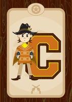 c is voor cowboy wild west alfabet aan het leren leerzaam illustratie vector