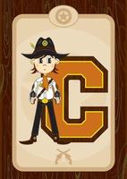 c is voor cowboy wild west alfabet aan het leren leerzaam illustratie vector