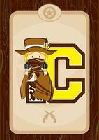 c is voor cowboy wild west alfabet aan het leren leerzaam illustratie vector