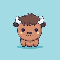 schattig kawaii buffel chibi mascotte vector tekenfilm stijl